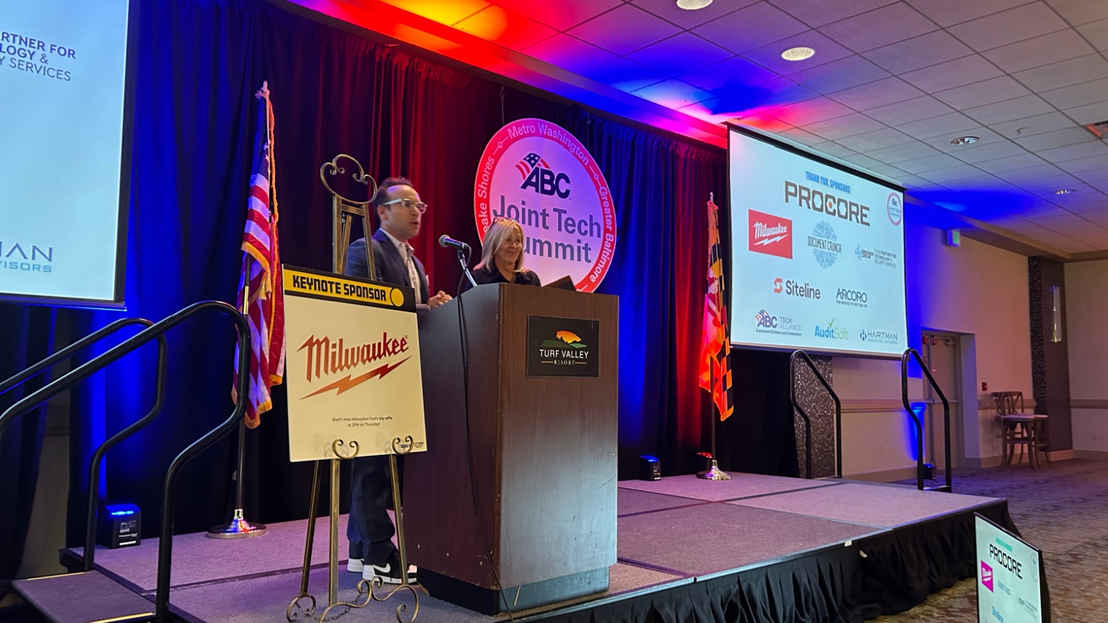 Matt Abeles speaks at a podium at the ABC Joint Tech Summit 2024